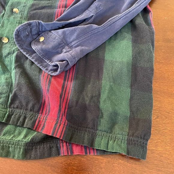 VTG Nautica Shirt Mens XL Blue Vertical Plaid Colorblock 90s Logo Twill - Picture 3 of 9